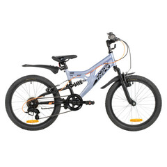 Велосипед NOVATRACK 20" SHARK серо-голубой, сталь, 6-скор, Microshift/Microshift MS25, V-brake
