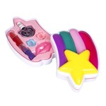 Набор детской декор. косметики Bondibon Eva Moda, BOX 20,6*5,4*25,4 см; косметичка-звёздочка, тени для век 6 оттенков (3г), помада 2 оттенка (1,6г), блеск для губ (1,2г), лак для ногтей (5г), аппликатор 1шт., заколки 2шт., арт.10387D.