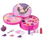 Набор детской декор. косметики Bondibon Eva Moda, BOX 30*26,5*7 см с ручкой; косметичка-диск, 3х-уровневая, раздвижная: крышка-зеркальце поворот на 360о, тени для век 11 оттенков (8,3г), блеск для губ 12 оттенков (9г), 2 аппликатора, лак для ногтей (7,8г)