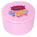 Набор детской декор., косметики Bondibon Eva Moda, BOX 35х29х8,5 см; косметичка-диск; тени для век - 7шт.(7г) / румяна -2шт.(4г) / губная помада -3шт.(1,8г) / блеск для губ-7шт.(5г) / лак для ногтей -2шт.(10мл) / наклейка для ногтей- 1шт. / пилочка для но